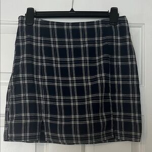 Plaid Navy, Black, and White Women's Mini Skirt